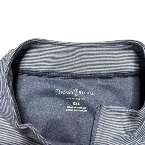 Hickey Freeman 1/4 Zip Golf Pullover Shirt Mens XXL Gray Striped Long Sleeve - Picture 7 of 8